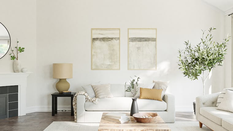 Freshly painted, bright living room in a North Atlanta home